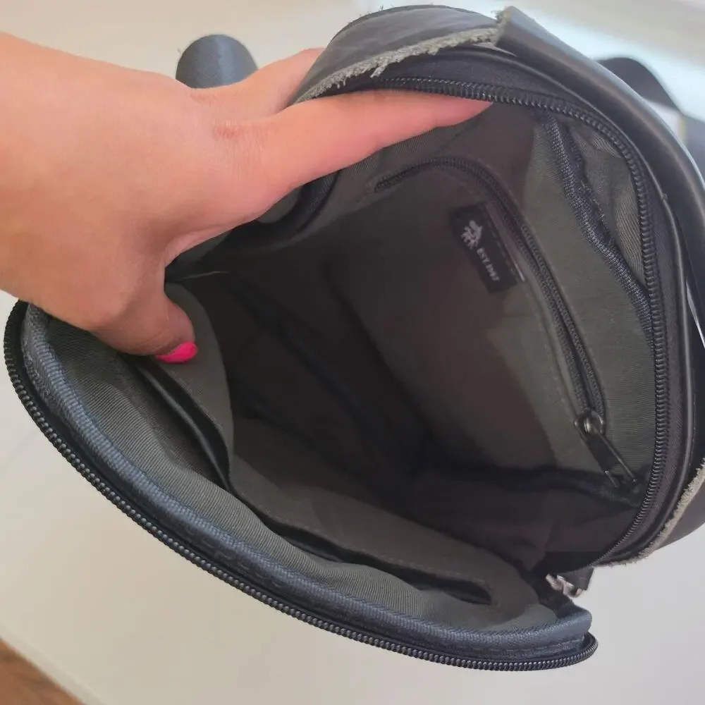 GOSCOCA Crossbody Bag Mens Small Black Faux Leather Travel Sling Organizer